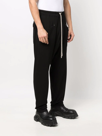 Shop Rick Owens Drkshdw Drop-crotch Drawstring Cotton Trousers In Black
