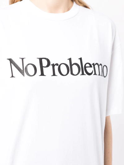 Shop Aries No Problemo Slogan-print T-shirt In White