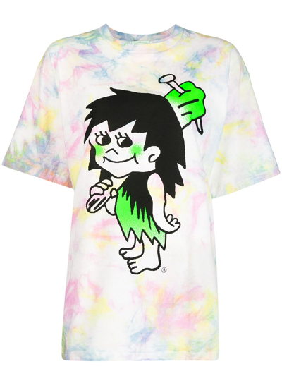 Shop Aries Cavewoman Tie-dye T-shirt In Multicolour