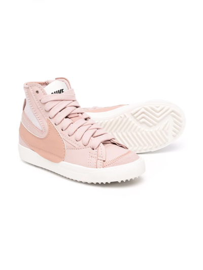Nike Textured Leather Blazer Mid 77 Jumbo High-top Sneakers With In Pink