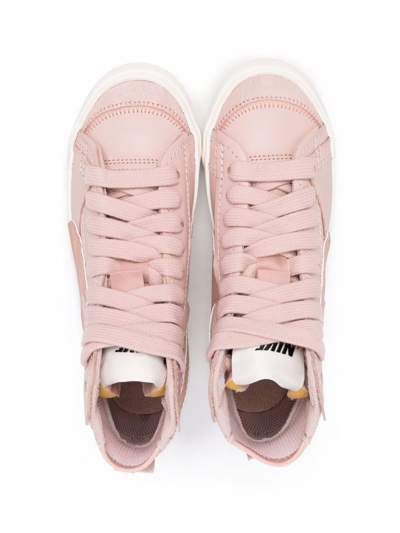Nike Textured Leather Blazer Mid 77 Jumbo High-top Sneakers With In Pink