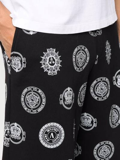Shop Versace Jeans Couture Emblem-print Track Shorts In Black