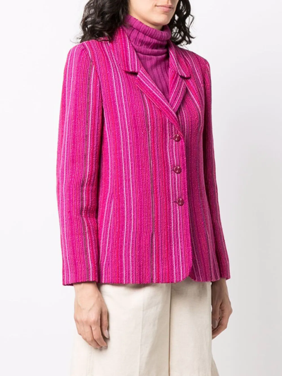 Pre-owned Chanel 2010 Single-breasted Striped Blazer In Pink