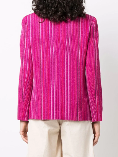 Pre-owned Chanel 2010 Single-breasted Striped Blazer In Pink