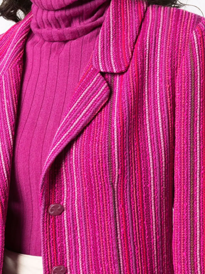 Pre-owned Chanel 2010 Single-breasted Striped Blazer In Pink