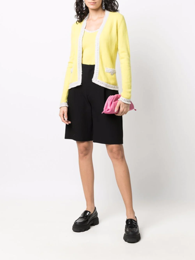 Pre-owned Chanel 2003 Layered Knitted Cashmere Cardigan In Yellow