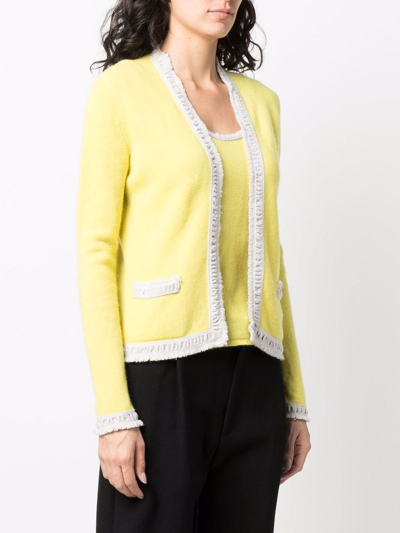 Pre-owned Chanel 2003 Layered Knitted Cashmere Cardigan In Yellow