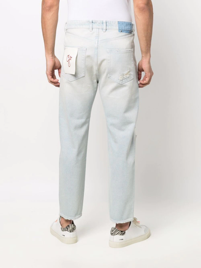 Shop Golden Goose Distressed Straight-leg Jeans In Blue
