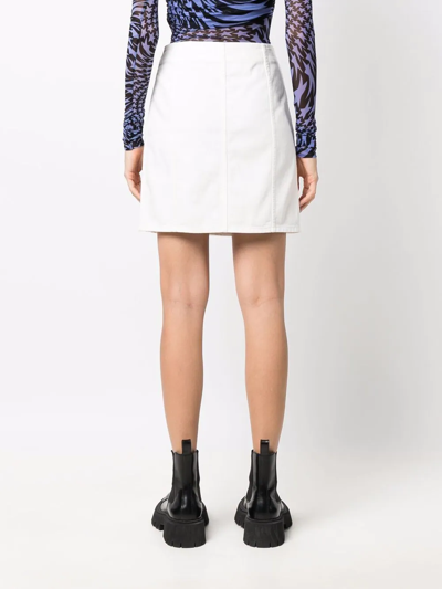 Givenchy Padlock Washed Denim Wrap Miniskirt In White