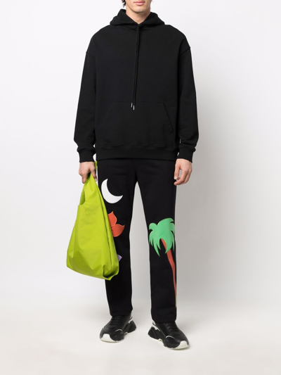 Just Don Embroidered Straight Track Pants In Black