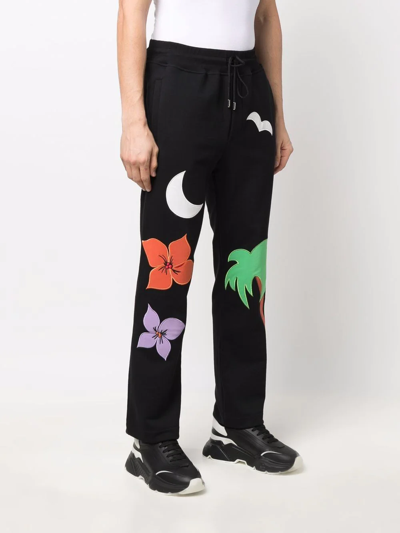 Just Don Embroidered Straight Track Pants In Black