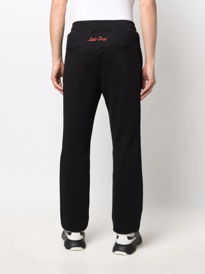 Just Don Embroidered Straight Track Pants In Black