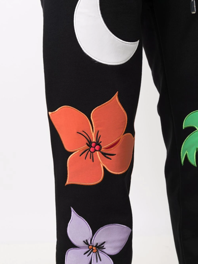 Just Don Embroidered Straight Track Pants In Black