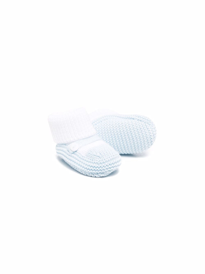 Shop Little Bear Knitted Cotton Slippers In Blue