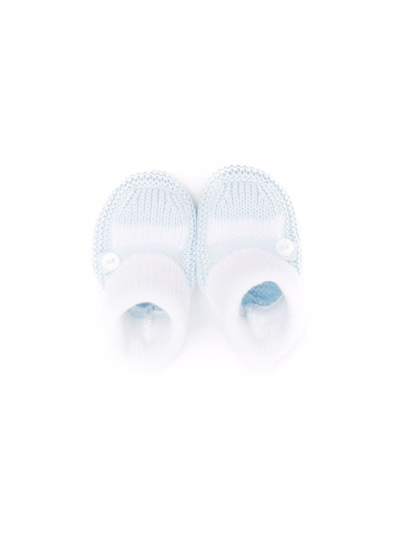 Shop Little Bear Knitted Cotton Slippers In Blue