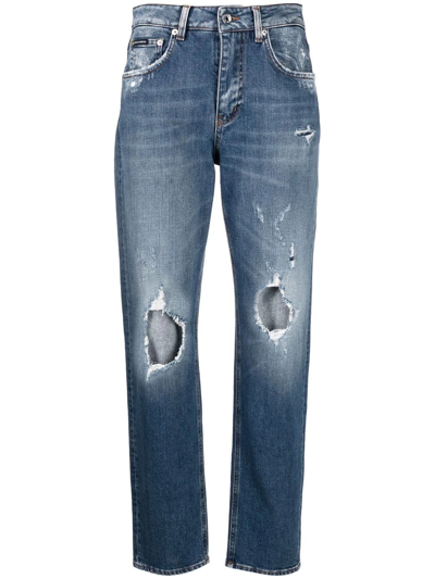 Shop Dolce & Gabbana Distressed Boyfriend Jeans In Blue