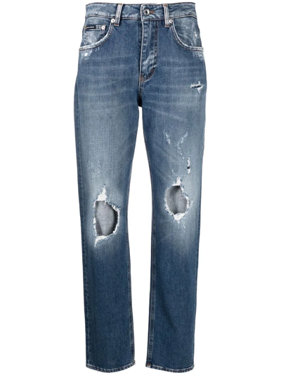 Dolce & Gabbana Ripped-detail Denim Jeans In Blue