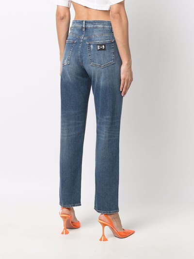 Dolce & Gabbana Ripped-detail Denim Jeans In Blue