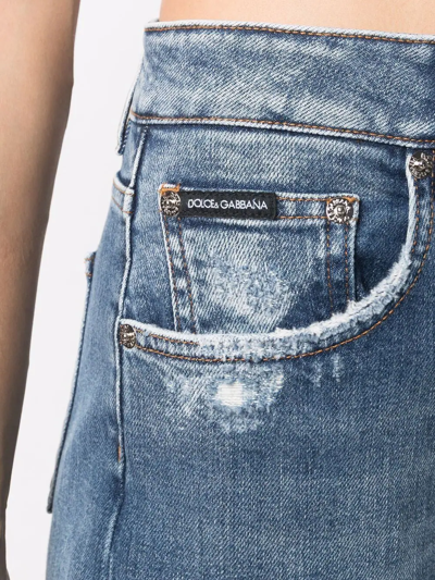 Shop Dolce & Gabbana Distressed Boyfriend Jeans In Blue