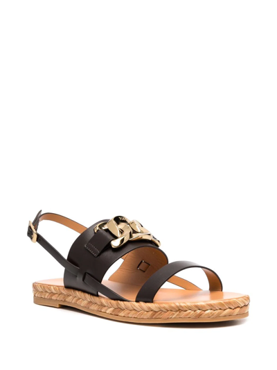 Shop Tod's Chain-link Detail Sandals In Brown