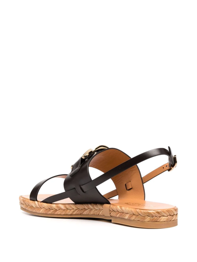 Shop Tod's Chain-link Detail Sandals In Brown
