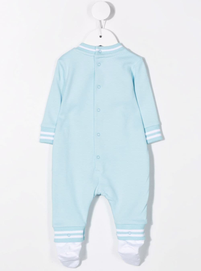 Shop Moschino Teddy-embroidered Babygrow In Blue