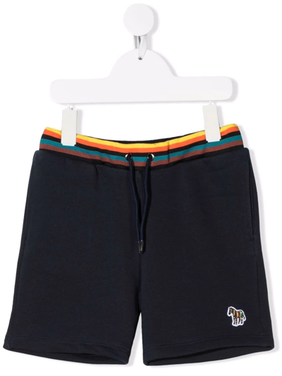 Shop Paul Smith Junior Zebra-patch Drawstring Shorts In Blue