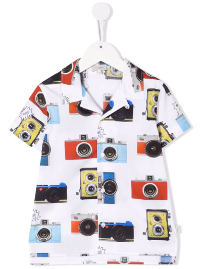 Shop Paul Smith Junior Camera-print Cotton Shirt In White