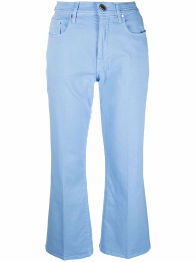 Shop Jacob Cohen Cropped Wide-leg Jeans In Blue