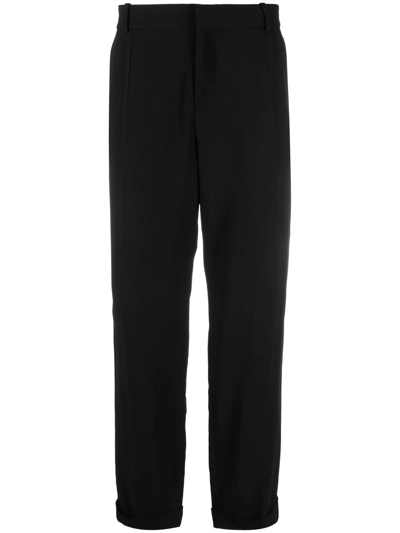 Shop Balmain Mid-rise Straight-leg Trousers In Black