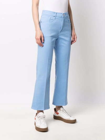 Shop Jacob Cohen Cropped Wide-leg Jeans In Blue