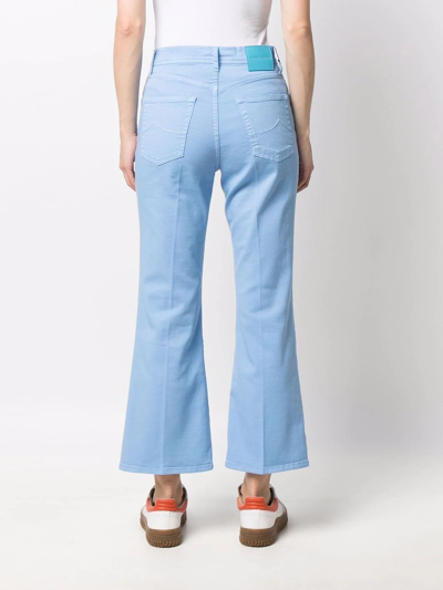 Shop Jacob Cohen Cropped Wide-leg Jeans In Blue