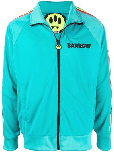 Shop Barrow Rainbow-stripe Zip-up Sweatshirt In Green