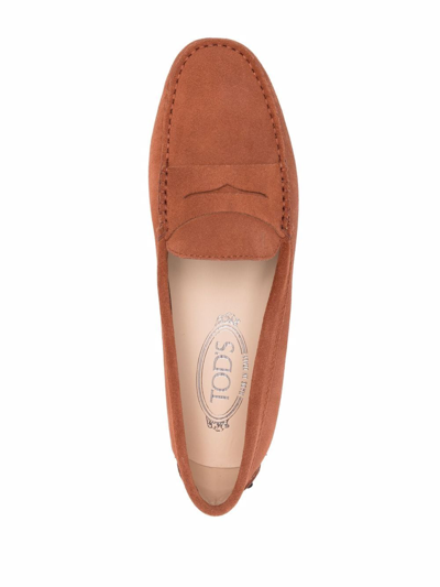 Shop Tod's Gommino Flat Loafers In Orange