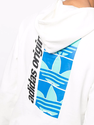Shop Adidas Originals Chest Logo-print Hoodie In White