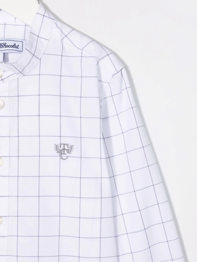 Shop Tartine Et Chocolat Grid-check Embroidered-logo Shirt In White
