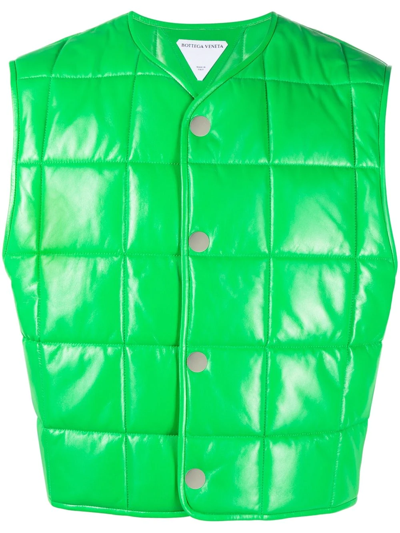 Shop Bottega Veneta Padded Leather Vest In Green
