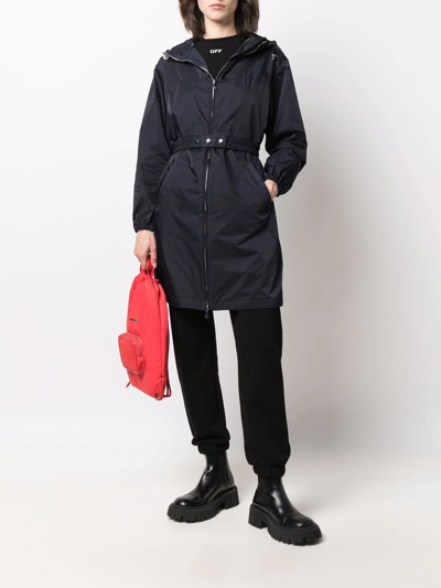 Shop Moncler Hooded Zip-up Raincoat In Blue