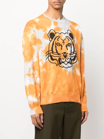 Shop Kenzo K-tiger Tie-dye Sweatshirt In Orange