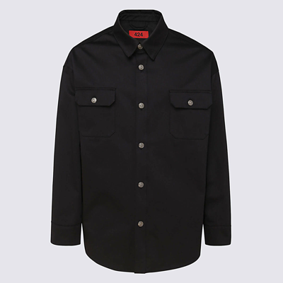 Shop 424 Black Cotton Shirt