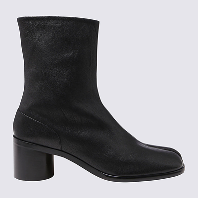 Shop Maison Margiela Black Leather Ankle Boots