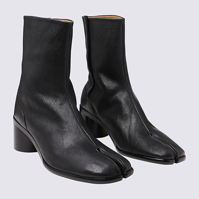Shop Maison Margiela Black Leather Ankle Boots