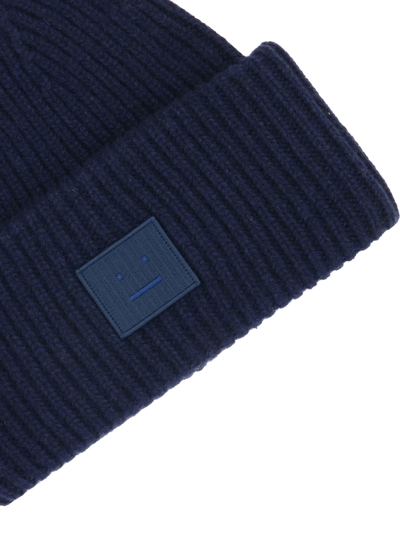 Shop Acne Studios "face" Beanie In Blue