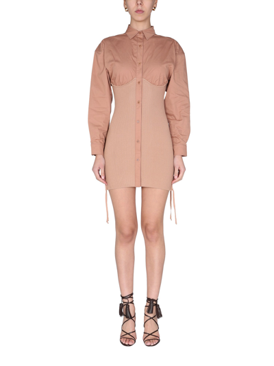 Shop Andreädamo Shirt Dress In Nude