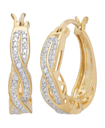 Shop Macy's Diamond Accent Infinity Hoop Earrings In Gold