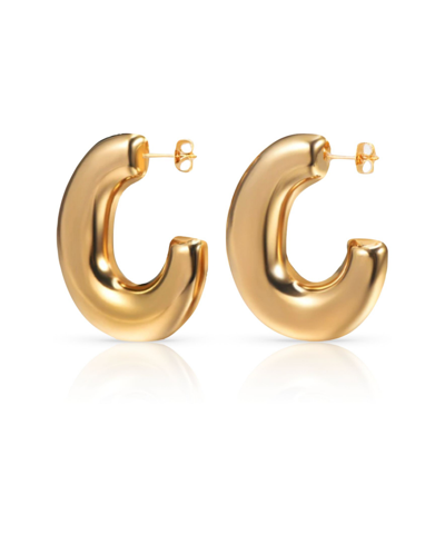 Shop Ben Oni Chunky Anti-tarnish Hoop Earrings In Gold Plated