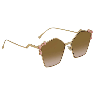Shop Fendi Metal Pink Stones Can Eye Sunglasses Ff 0261/s 000/53 57 In Brown,gold Tone,pink,rose Gold Tone