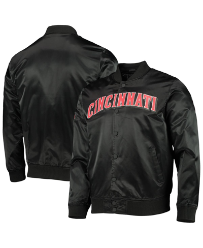 Pro Standard Men's  Black Cincinnati Reds Wordmark Satin Full-snap Jacket In Black