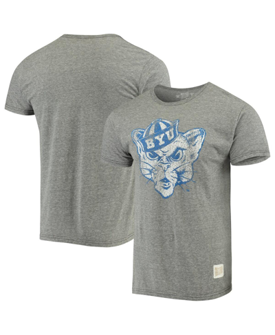 Shop Retro Brand Men's Original  Heathered Gray Byu Cougars Vintage-like Logo Tri-blend T-shirt