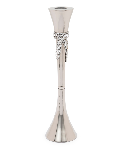 Shop Classic Touch 8" Candlestick With Knot Center In Silver-tone
